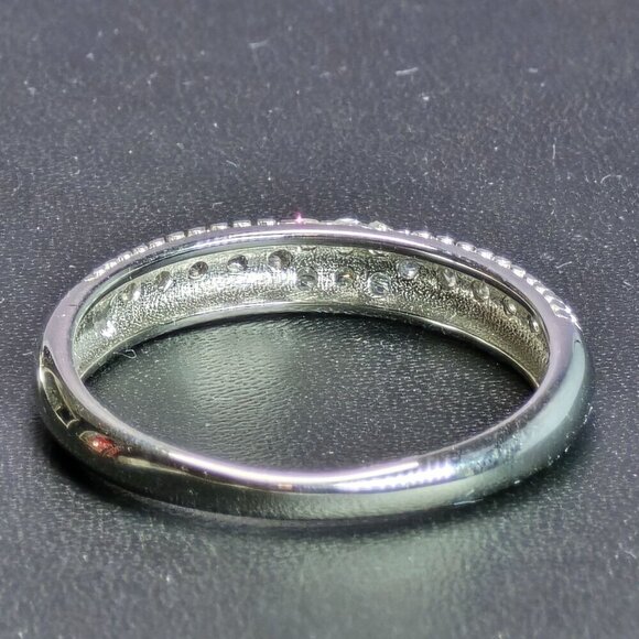 Pink 2 ct Moissanite Silver with CZ Accents and Channel-Set Band Size 9 - Picture 5 of 14